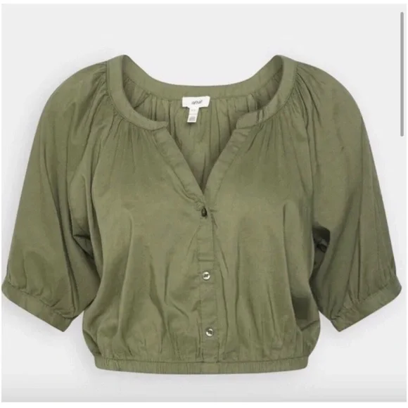 AERIE Button Front Crop Top Size S - Picture 3 of 9